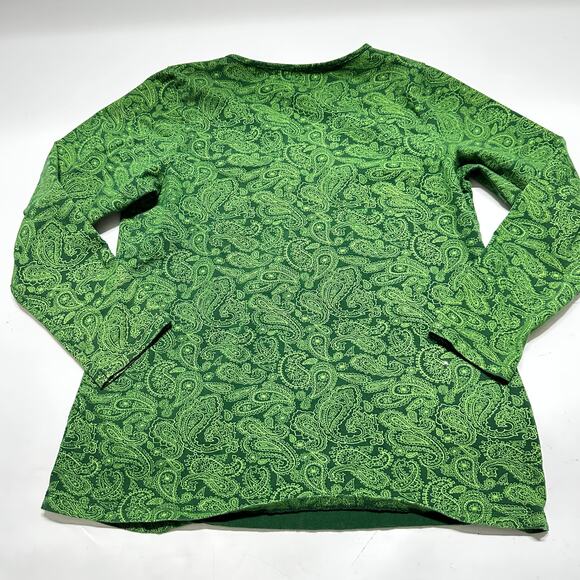 Lane Bryant Shirt Women Size 14W Green Paisley Long Sleeves VNeck Cotton Stretch - Picture 3 of 6